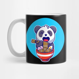 Cute Panda Eating Noodle Ramen With Chopstick Cartoon Mug